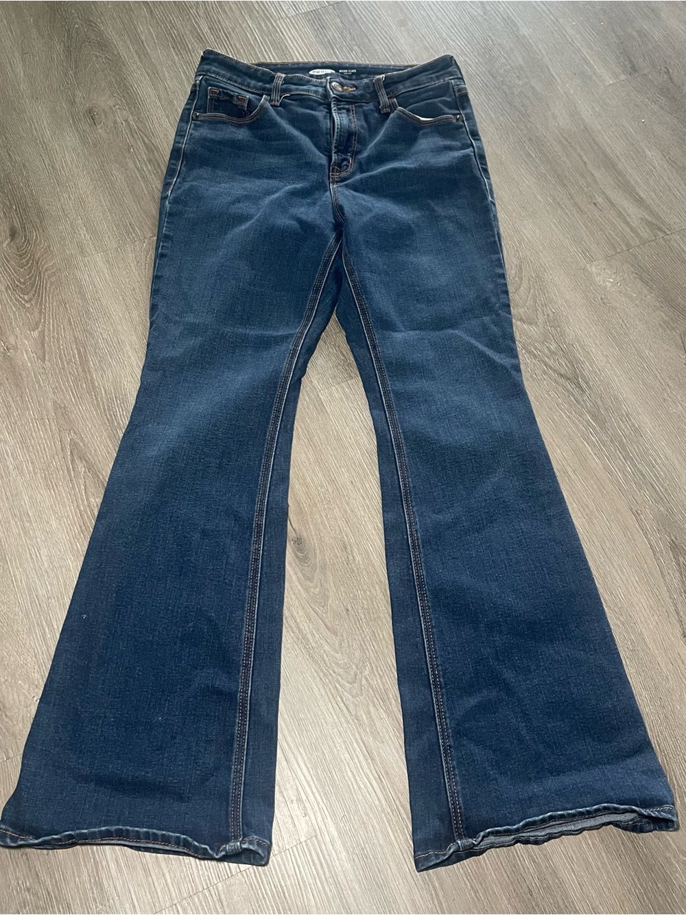 Old navy 4 petite high rise micro flare medium wash denim jeans
